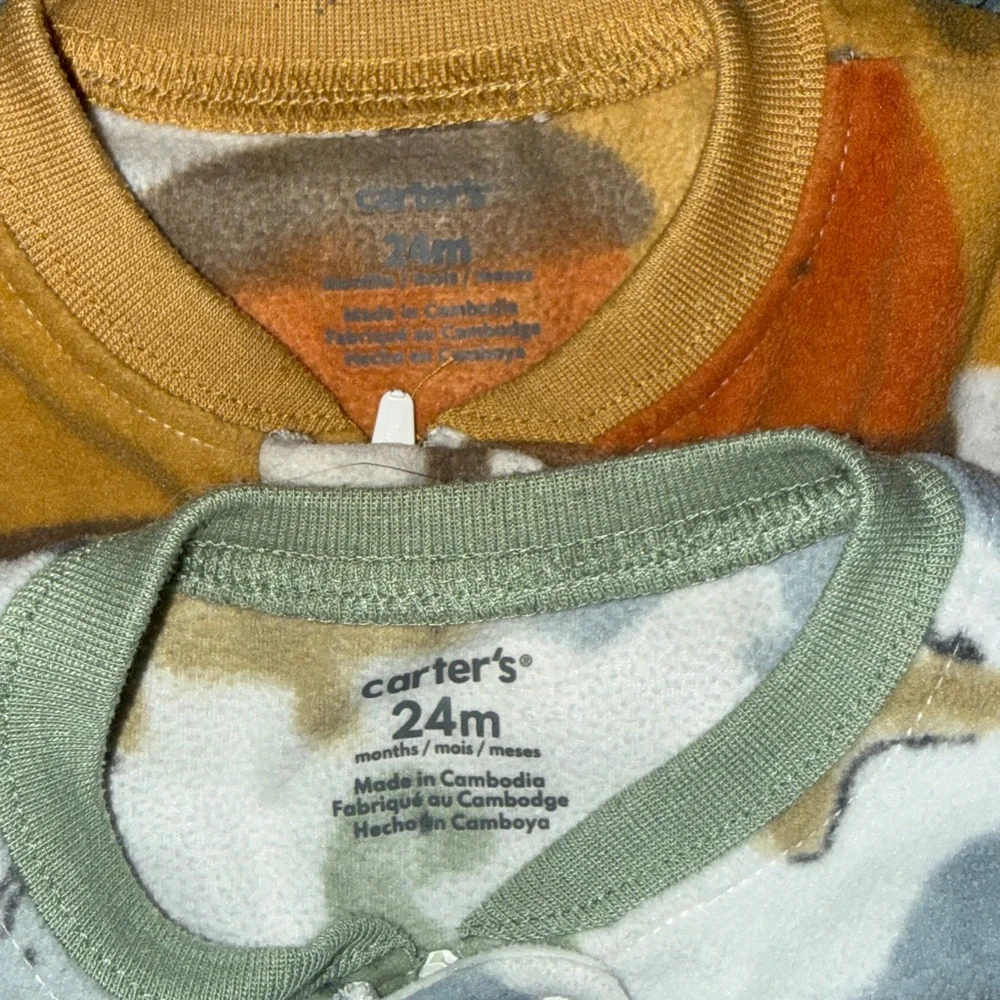 Carter's Colorful Acorn and Dinosaur Fleece Footies Bundle of 2 - 24 months